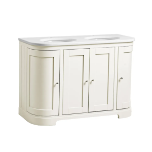 Tavistock Lansdown 1200mm Curved Vanity Unit with Arctic White Double Basin Worktop   Linen White