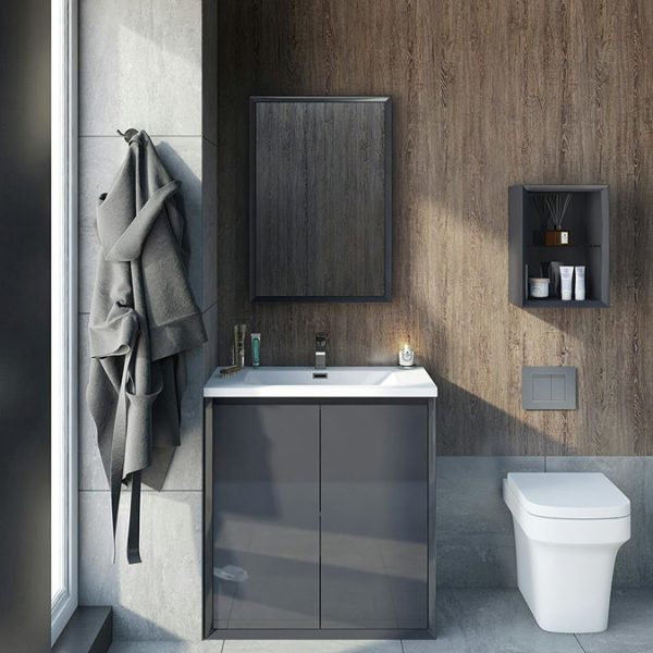 Mode Larsen 800 x 550mm Gloss Grey Bevelled Mirror - Image 3