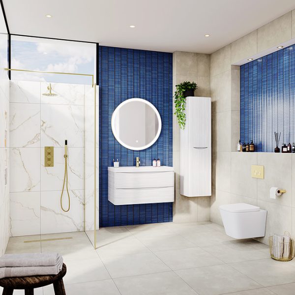 Venice Brushed Brass Outer Framed 8mm Wetroom Screen with Support Arm (1950mm High) - Image 3