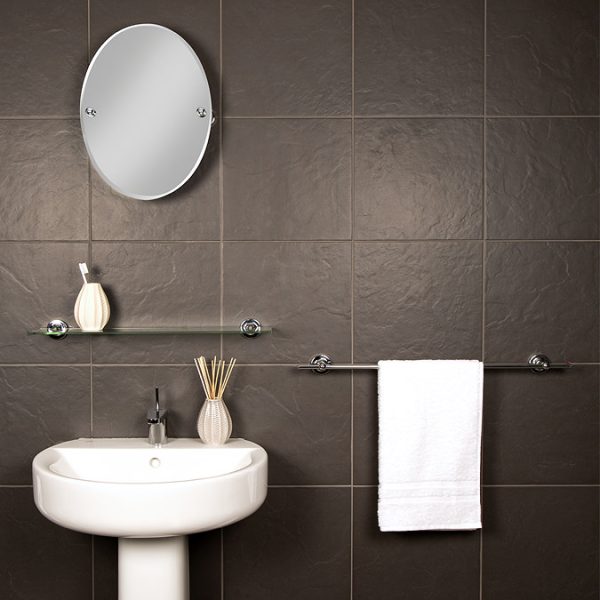 Croydex Worcester Flexi Fix Oval Tilt Mirror   Chrome - Image 6