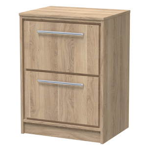 Arezzo Moda 600mm Rustic Oak Floor Standing 2 Drawer Countertop Vanity Unit with Chrome Handles
