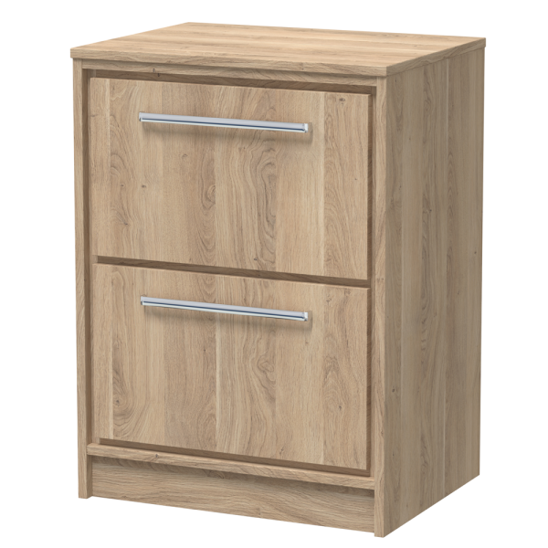 Arezzo Moda 600mm Rustic Oak Floor Standing 2 Drawer Countertop Vanity Unit with Chrome Handles