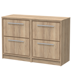 Arezzo Moda 1205mm Rustic Oak Floor Standing 4 Drawer Countertop Vanity Unit with Chrome Handles