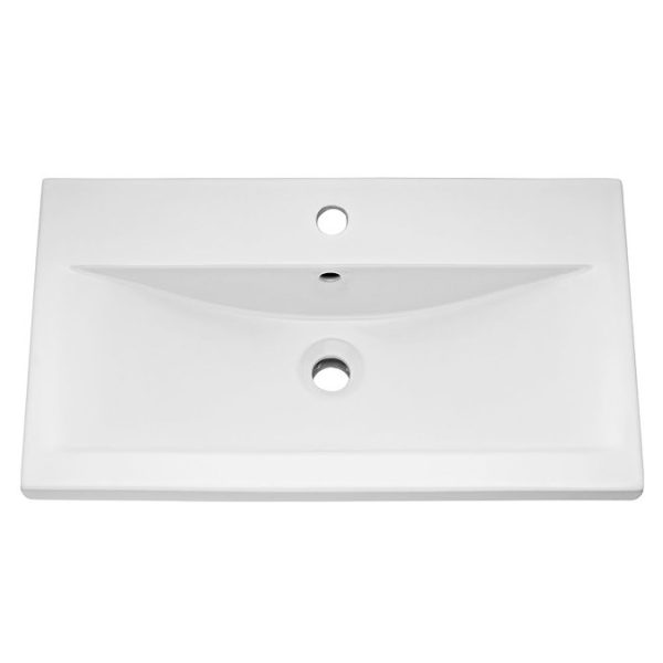 Venice Fluted 800mm Blue Vanity Unit   Wall Hung Single Drawer Unit with Matt Black Handle - Image 2