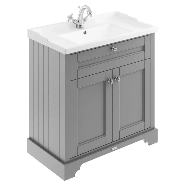 Old London 800mm 2 Door Cabinet & Basin   Storm Grey