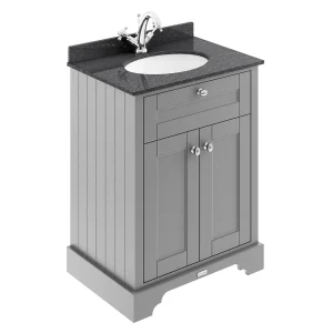Old London 600mm Cabinet & Single Bowl Black Marble Top   Storm Grey
