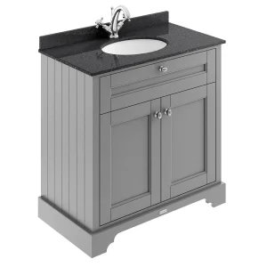 Old London 800mm Cabinet & Single Bowl Black Marble Top   Storm Grey