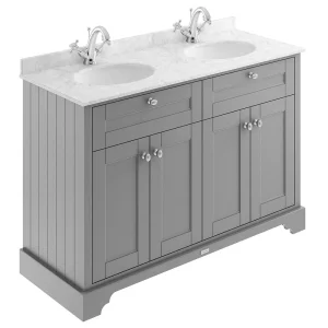 Old London 1200mm Cabinet & Double Bowl Grey Marble Top   Storm Grey