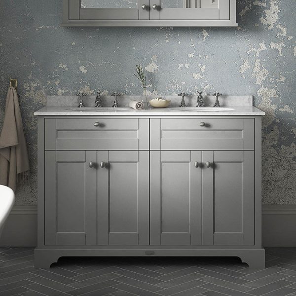 Old London 1200mm Cabinet & Double Bowl Grey Marble Top   Storm Grey - Image 3