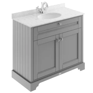 Old London 1000mm Cabinet & Single Bowl Grey Marble Top   Storm Grey