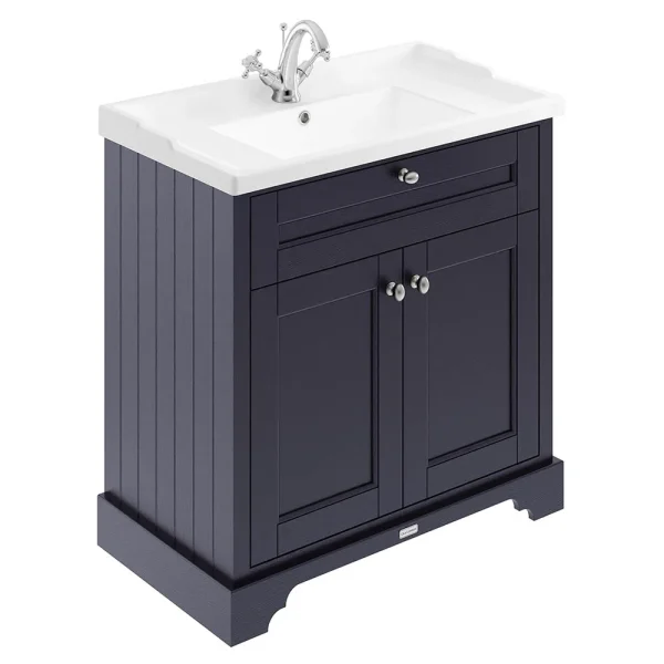 Old London 800mm 2 Door Cabinet & Basin   Twilight Blue