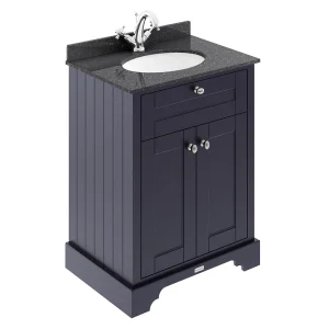 Old London 600mm Cabinet & Single Bowl Black Marble Top   Twilight Blue