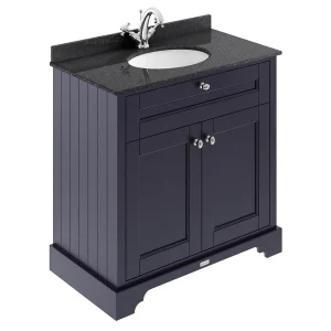 Old London 800mm Cabinet & Single Bowl Black Marble Top   Twilight Blue