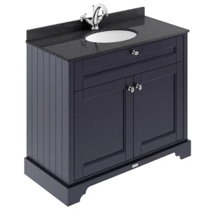 Old London 1000mm Cabinet & Single Bowl Black Marble Top   Twilight Blue