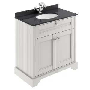 Old London 800mm Cabinet & Single Bowl Black Marble Top   Timeless Sand