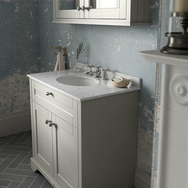 Old London 800mm Cabinet & Single Bowl Grey Marble Top   Timeless Sand - Image 2