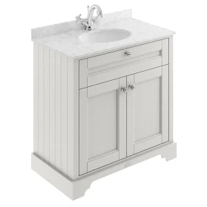 Old London 800mm Cabinet & Single Bowl Grey Marble Top   Timeless Sand