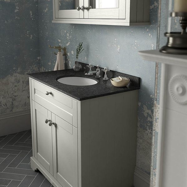 Old London 800mm Cabinet & Single Bowl Black Marble Top   Timeless Sand - Image 2
