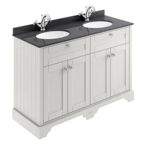 Old London 1200mm Cabinet & Double Bowl Black Marble Top   Timeless Sand