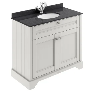 Old London 1000mm Cabinet & Single Bowl Black Marble Top   Timeless Sand