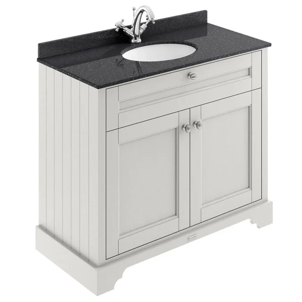 Old London 1000mm Cabinet & Single Bowl Black Marble Top   Timeless Sand