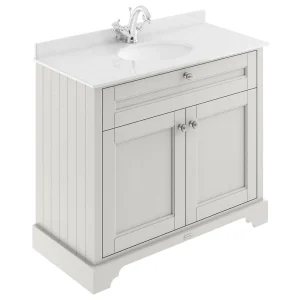 Old London 1000mm Cabinet & Single Bowl White Marble Top   Timeless Sand