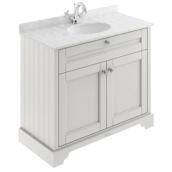 Old London 1000mm Cabinet & Single Bowl Grey Marble Top   Timeless Sand