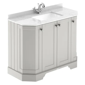 Old London Timeless Sand Art Deco 1000mm Angled Cabinet with White Marble Basin Top 3 Tap Hole