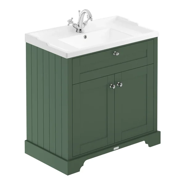 Old London 800mm 2 Door Cabinet & Basin   Hunter Green