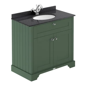 Old London 800mm Cabinet & Single Bowl Black Marble Top   Hunter Green