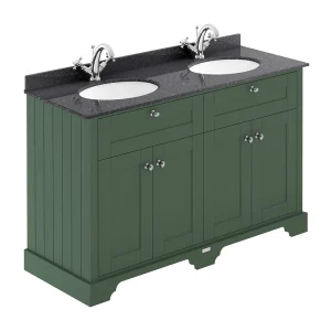 Old London 1200mm Cabinet & Double Bowl Black Marble Top   Hunter Green