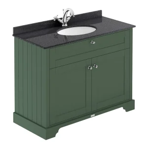 Old London 1000mm Cabinet & Single Bowl Black Marble Top   Hunter Green