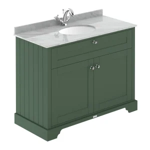 Old London 1000mm Cabinet & Single Bowl Grey Marble Top   Hunter Green