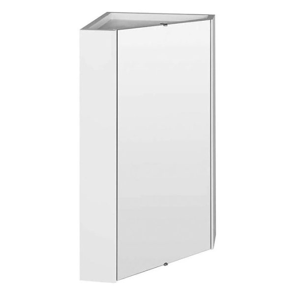 Hudson Reed   Design Gloss White Corner Mirror Cabinet with one shelf - Image 3