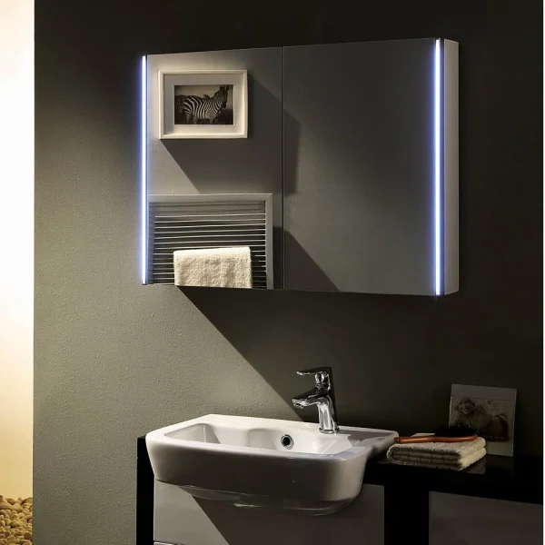 Hudson Reed Leda 800mm LED Touch Sensor Mirror Cabinet with Shaver Socket