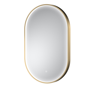 Arezzo Brushed Brass Frame Oval LED Illuminated Anti Fog Bathroom Mirror 800 x 500mm