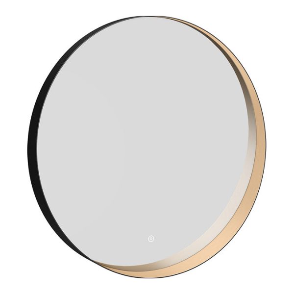 Luna Matt Black & Bronze 800mm Circular LED Backlit Mirror with Demister, Touch Control & Colour Changing Light - Image 2
