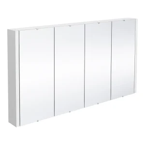 Nuie 1200 Gloss White Minimalist 4 Door Mirror Cabinet