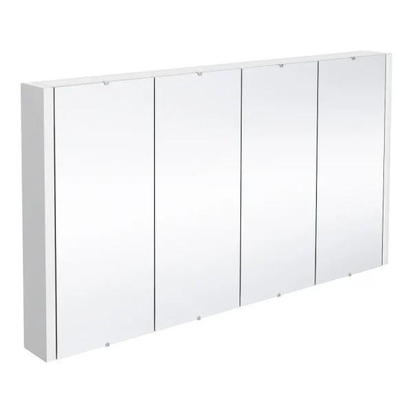 Nuie 1200 Gloss White Minimalist 4 Door Mirror Cabinet
