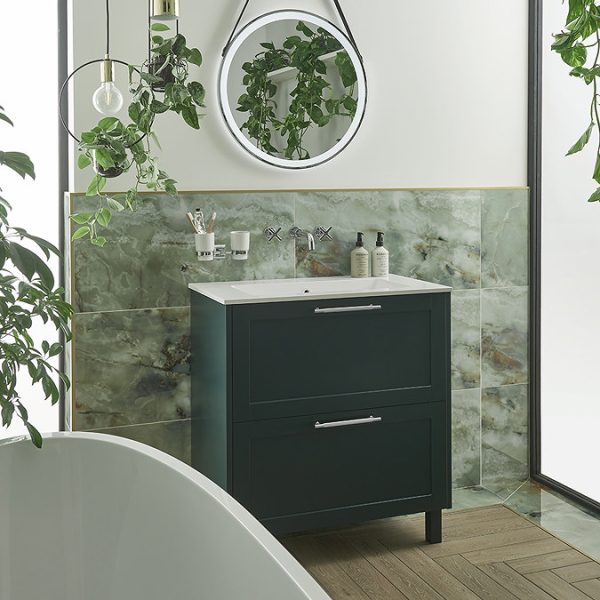 Heritage Lynton Classic Green 800mm Freestanding Vanity Unit - Image 2