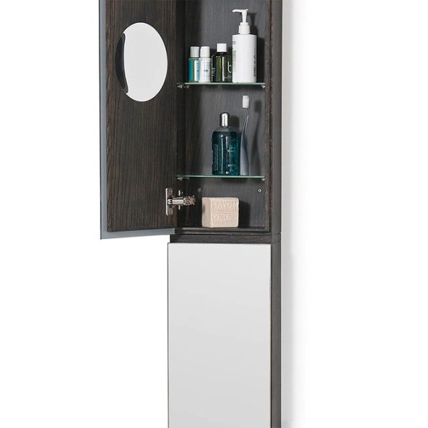 1622mm Slimline Tall Mirror Cabinet Dark Oak - Image 2
