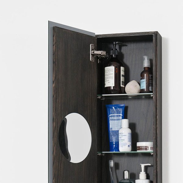 800mm Slimline Mirror Cabinet Dark Oak - Image 4