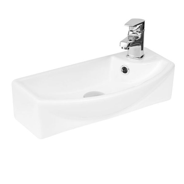 Arezzo Matt Teal Green 450mm 1TH Wall Hung Cloakroom Vanity Unit - Image 3