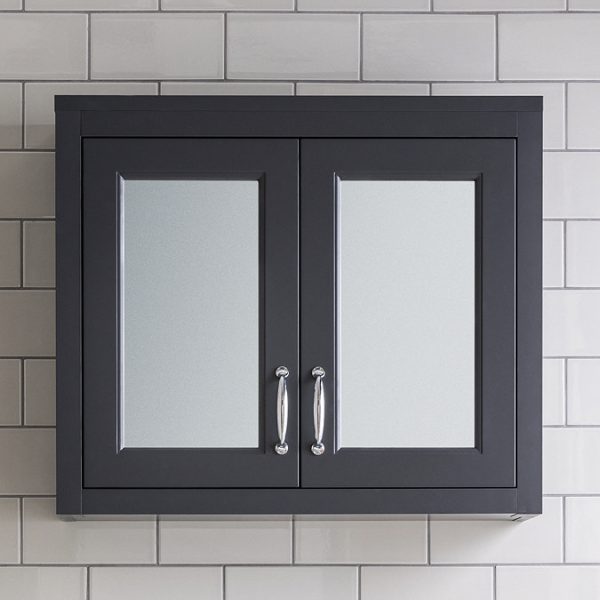 Chatsworth 690mm Graphite 2 Door Mirror Cabinet - Image 3