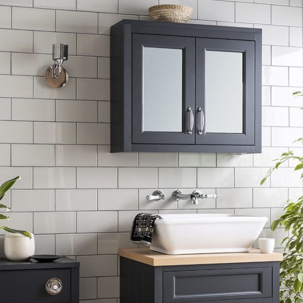 Chatsworth 690mm Graphite 2 Door Mirror Cabinet - Image 6