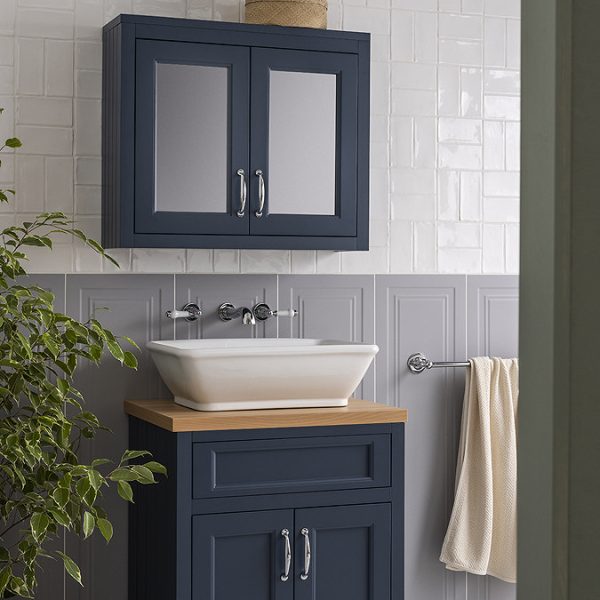 Chatsworth 690mm Blue 2 Door Mirror Cabinet - Image 4
