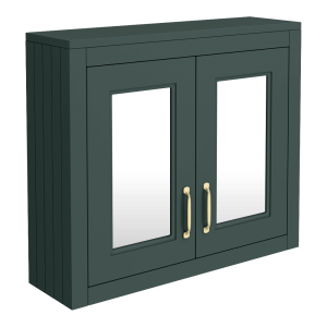 Chatsworth 690mm Green 2 Door Mirror Cabinet with Brushed Brass Handles