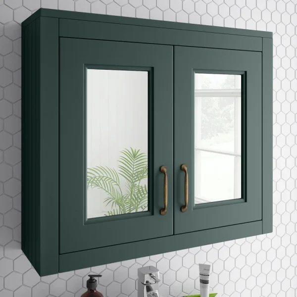 Chatsworth 690mm Green 2 Door Mirror Cabinet