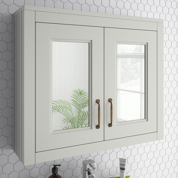 Chatsworth 690mm Grey 2 Door Mirror Cabinet - Image 3