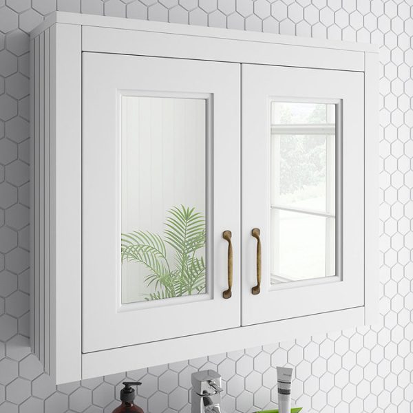 Chatsworth 690mm White 2 Door Mirror Cabinet - Image 2
